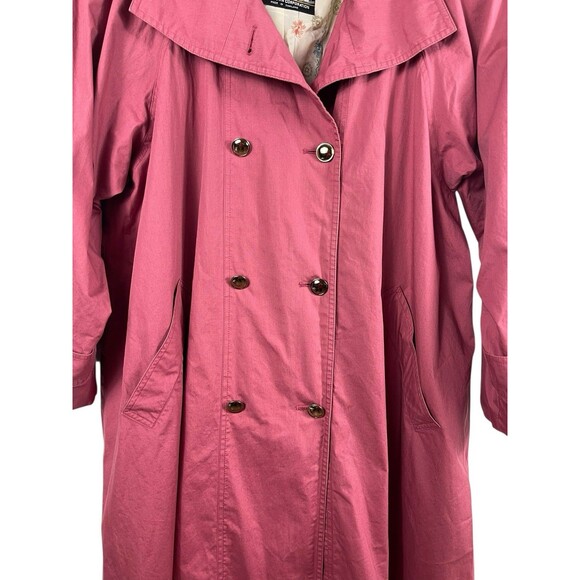 VTG London Towne Limits Trench Coat Women’s 10 Pink Double Breasted Lightweight - Picture 3 of 9